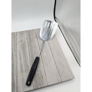 Chief Slotted Spatula Flipper Server 12 1/2" Black Handle Chrome